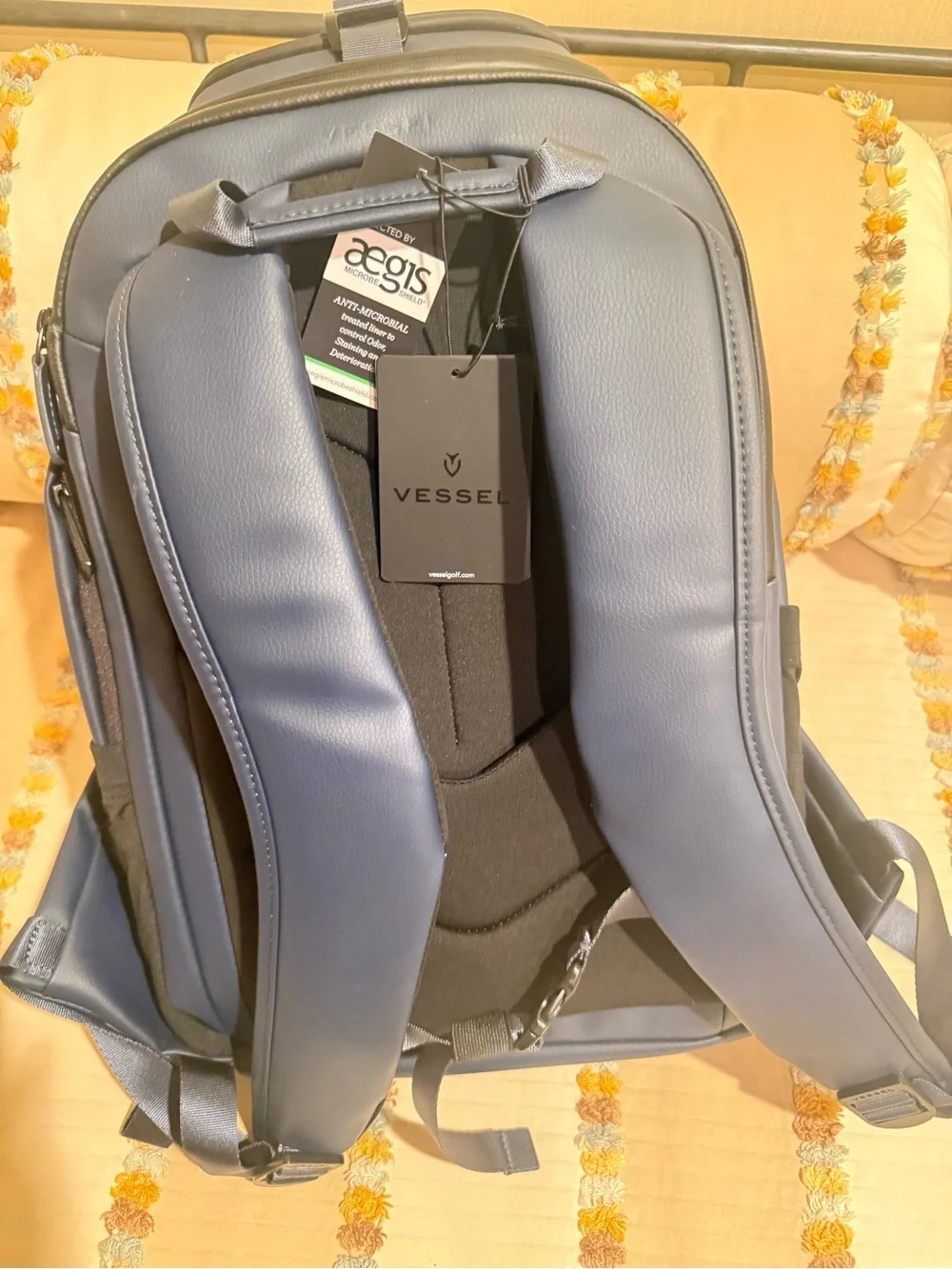 VesseL USA Navy Blue Golf Backpack & cover Gold Golfer Emblem (TPC The Players)